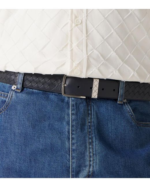 Bottega Veneta Black Intreccio Loop Leather Belt for men