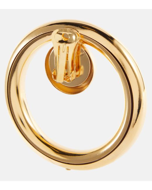 Alessandra Rich Metallic Embellished Hoop Clip-on Earrings