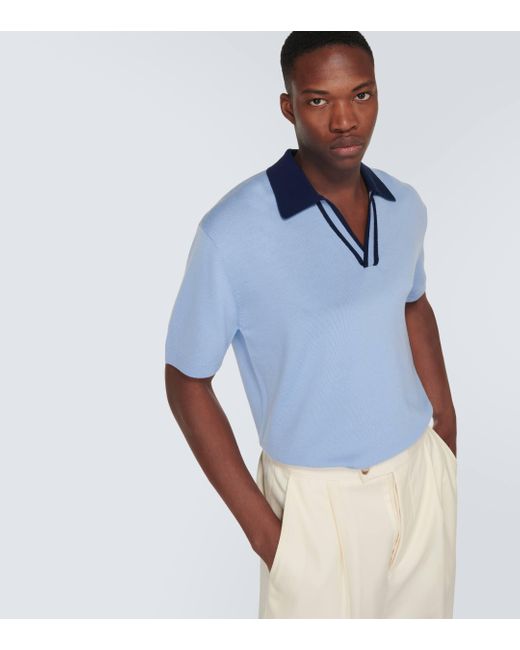 King & Tuckfield Blue Wool Polo Shirt for men
