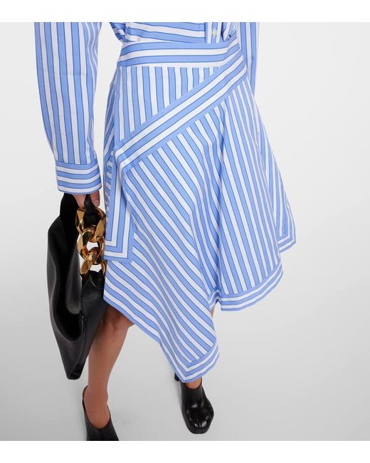 J.W. Anderson Blue Striped Asymmetric Cotton Skirt