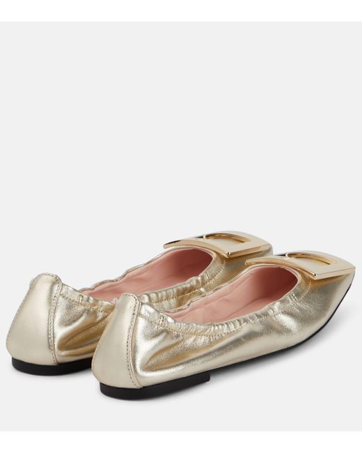 Roger Vivier Pink Viv' Pockette Leather Ballet Flats