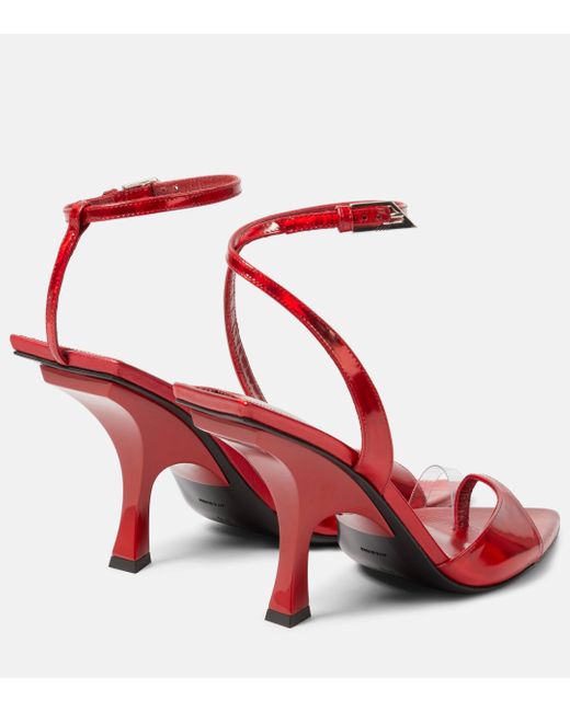 The Attico Red GG Mismatched 85 Metallic Sandals
