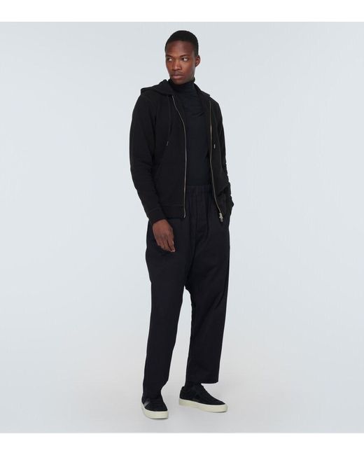 Sunspel Black Loopback Cotton Hoodie for men