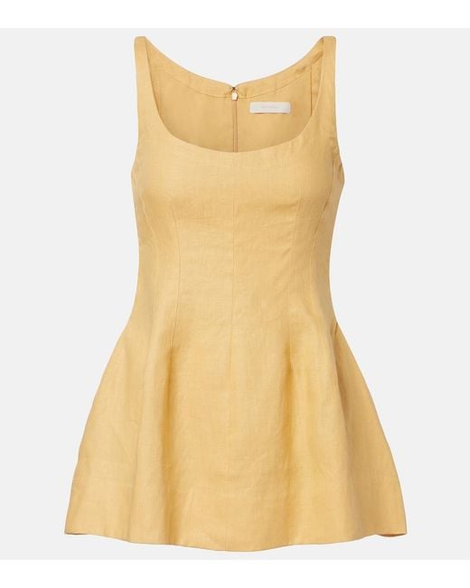 Faithfull The Brand Yellow Syna Peplum Linen Top