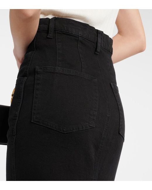 FRAME Black Midirock The High Waisted Seamed Aus Denim