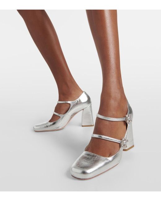 Roger Vivier White Babies Mini Tres Vivier Leather Pumps