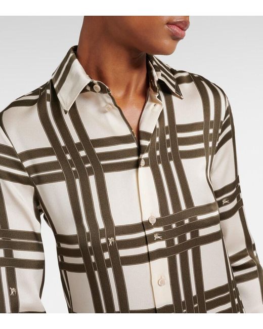 Burberry White Ribbon Check Silk Shirt Dress