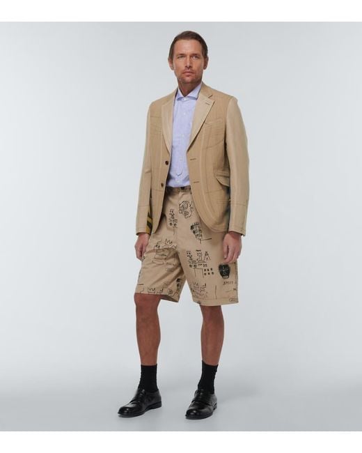Junya Watanabe Natural X Basquiat Printed Cotton Shorts for men