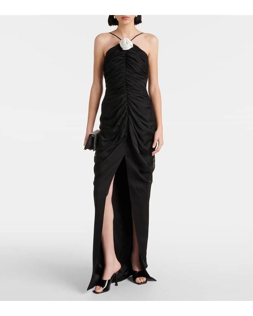 flower applique chiffon gown