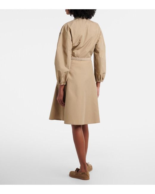 Moncler Natural Belted Cotton-Blend Poplin Midi Dress