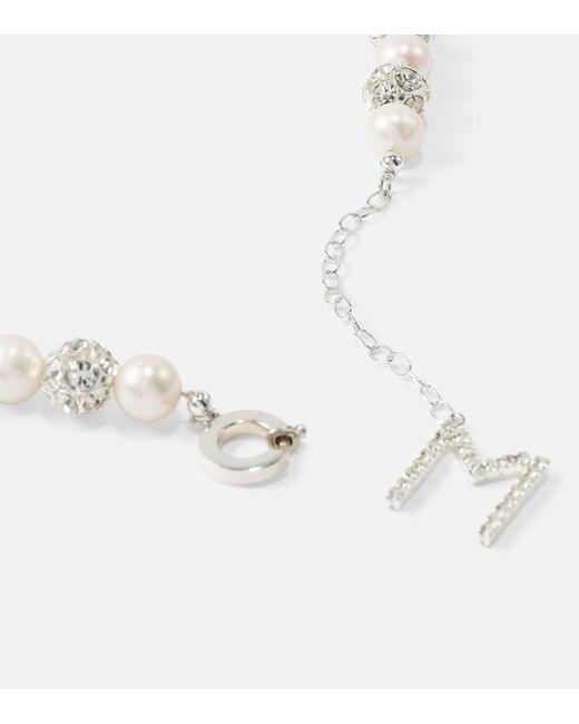 Magda Butrym White Crystal-embellished Pearl Choker