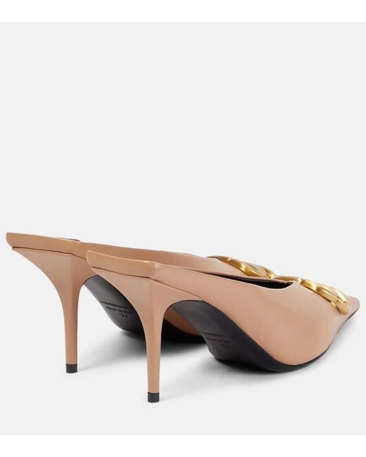 Balenciaga Square Knife 80 Bb Leather Mules in Natural | Lyst