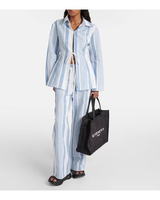 Givenchy Blue Hemd 4G aus Baumwolle und Leinen