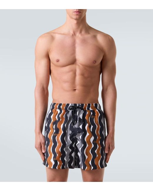 Zegna White Printed Swim Trunks for men