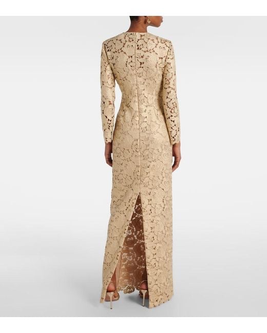Robe Longue En Dentelle A Fleurs Oscar de la Renta en coloris Natural