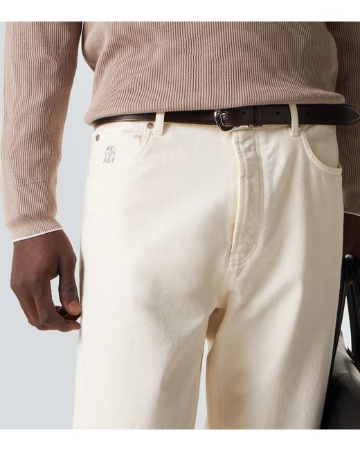 Brunello Cucinelli Brown Cotton Half-Zip Sweater for men