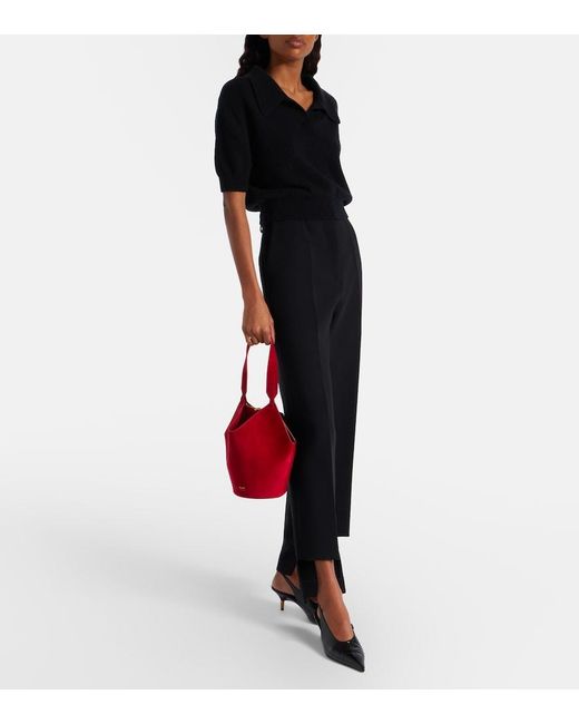 Khaite Red Lotus Mini Suede Tote Bag