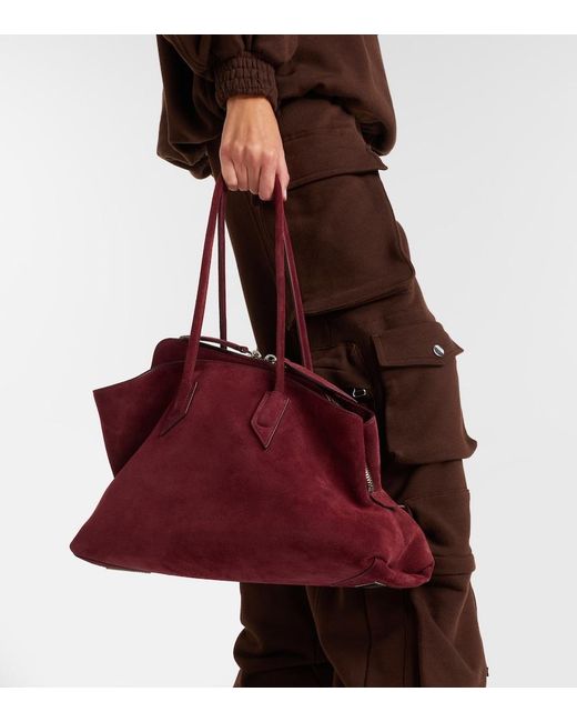 The Attico Red La Passeggiata Medium Suede Tote Bag