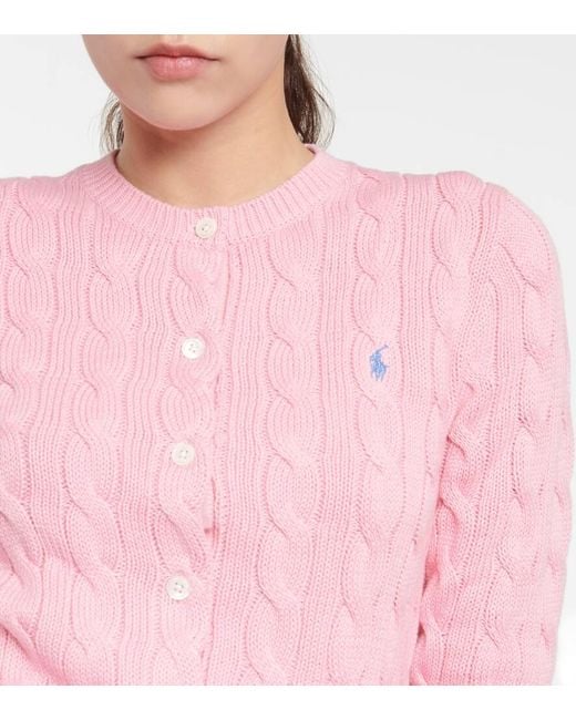 Polo Ralph Lauren Pink Cable-Knit Cotton Cardigan