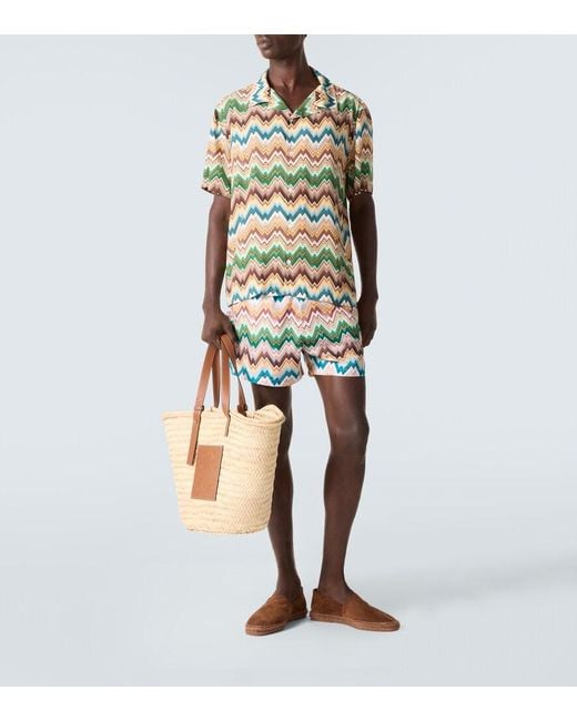 Missoni Green Zigzag Bowling Shirt for men