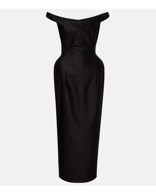 Magda Butrym Black Off-Shoulder Cotton Bustier Dress