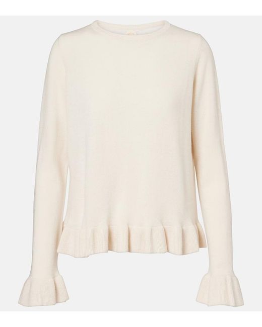 Jardin Des Orangers Natural Ruffled Wool And Cashmere Sweater