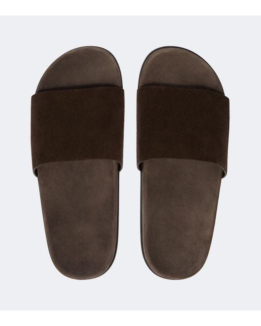 The Row Brown Hugh Suede Slides for men