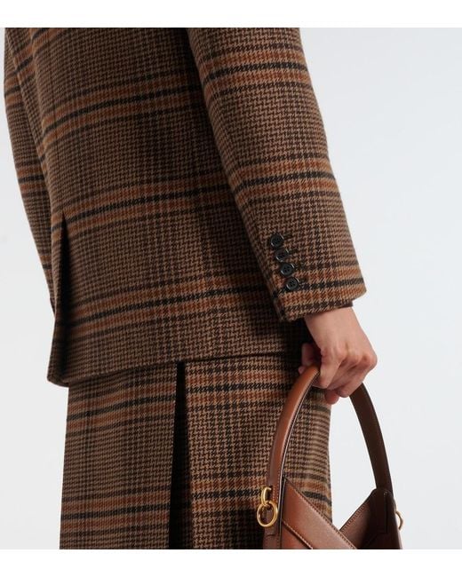 Saint Laurent Brown Checked Wool Blazer