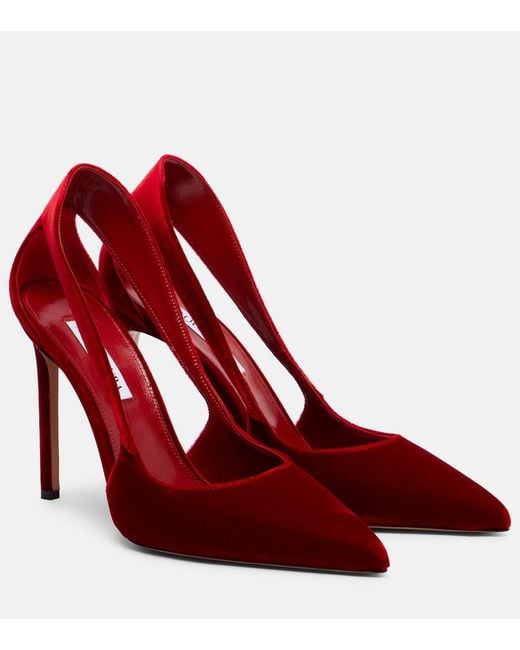 Aquazzura Red Dangerous Liaisons 105 Velvet Pumps