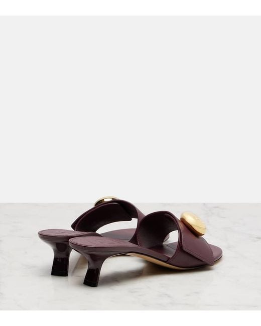 Loewe Purple Anagram Leather Mules