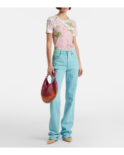 Chloé Red Summer Banana Medium Raffia Shoulder Bag
