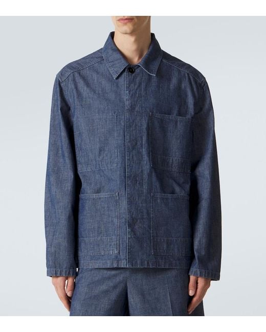 Jil Sander Blue Cotton Chambray Overshirt for men