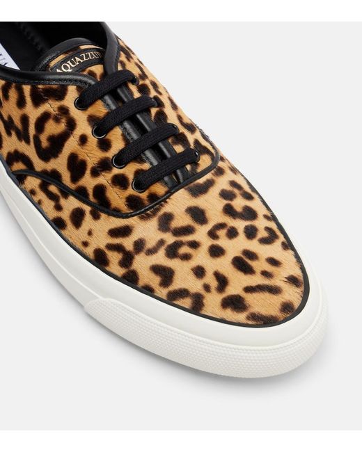 Aquazzura Brown Minimalist Animal-Printed Leather Sneakers