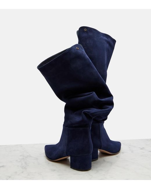 Gianvito Rossi Blue Suede Knee-High Boots