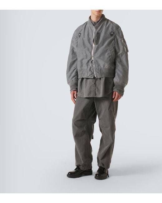 Sacai Gray Ripstop-Trimmed Twill Bomber Jacket for men