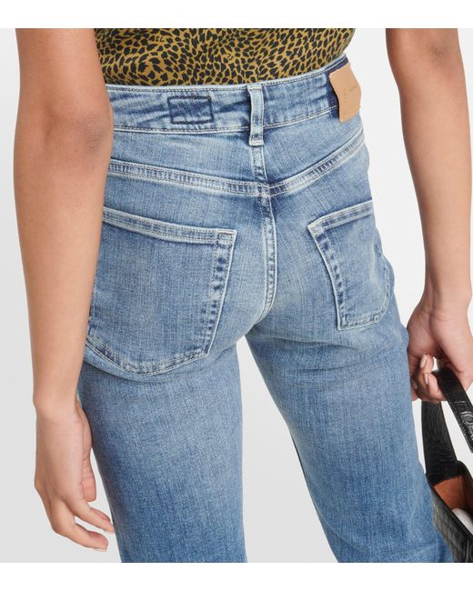 AG Jeans Girlfriend Mid-rise Straight Jeans in Blue | Lyst