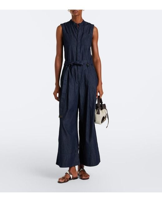 Max Mara Blue Wide-Leg Denim Jumpsuit