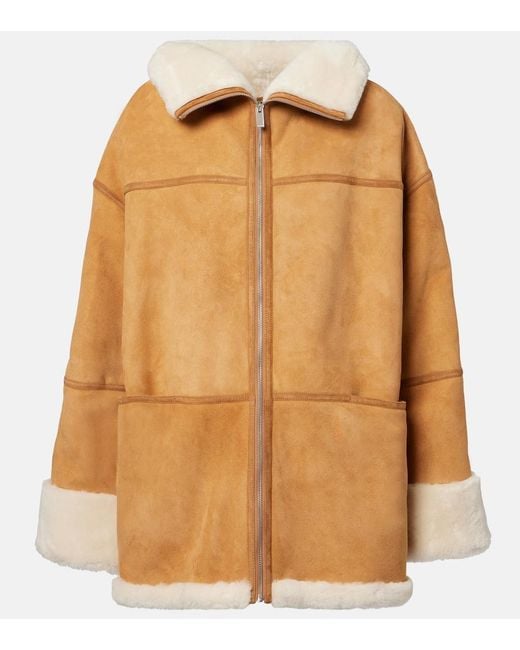 Totême Brown Signature Shearling-Lined Suede Jacket