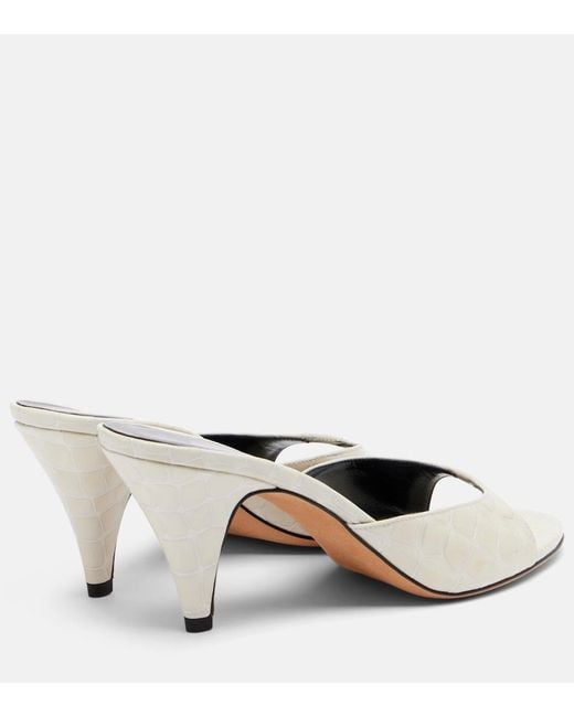 Jude White Haze Croc-Effect Patent Leather Mules