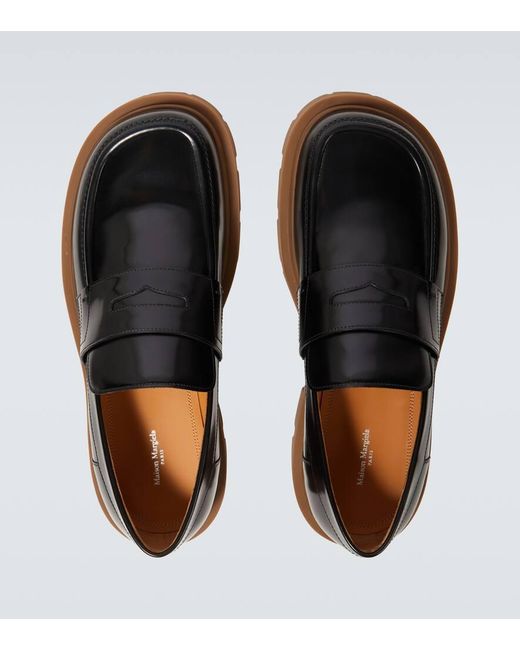 Maison Margiela Black Ivy Leather Penny Loafers for men