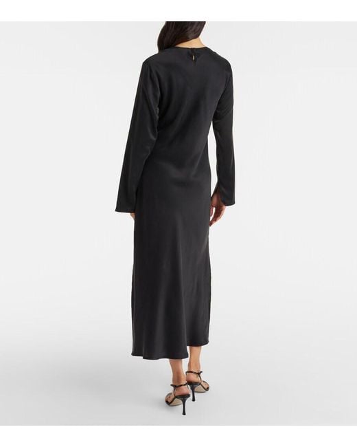 Asceno Black Salina Silk Charmeuse Maxi Dress