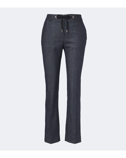 Eleventy Blue Wool-Blend Tapered Pants