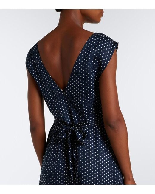 Doen Blue Tahlia Polka Dot Silk-Blend Midi Dress