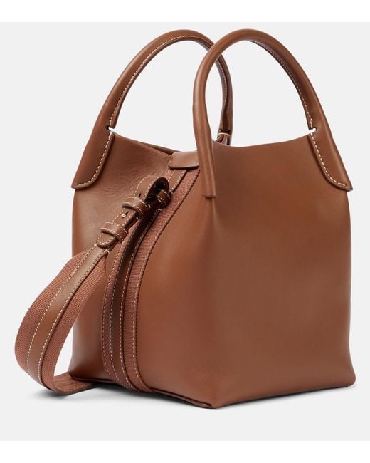 Loro Piana Brown Bale Small Leather Tote Bag