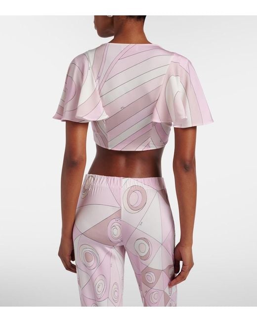 Emilio Pucci Pink Iride Jersey Crop Top