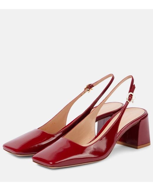 Gianvito Rossi Red Freeda Patent Leather Slingback Pumps
