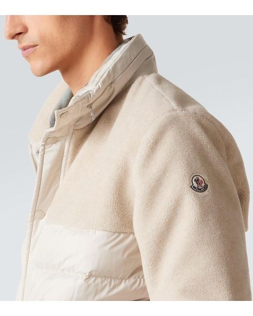 Moncler White Mistral Fleece-Paneled Down Jacket for men