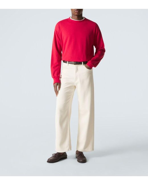 Auralee Sweatshirt Aus Baumwolle, Wolle Und Seide in Red für Herren