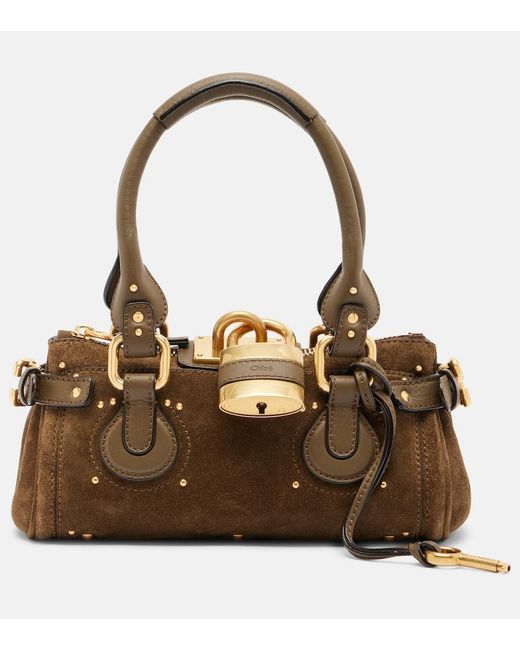 Chloé Brown Paddington Small Suede Shoulder Bag