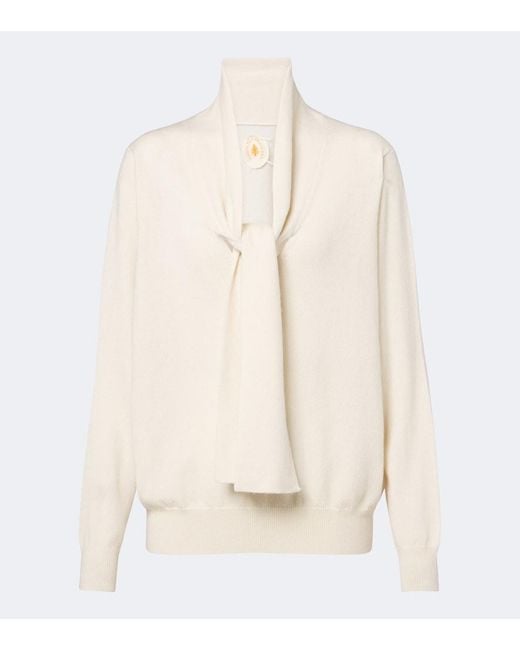 Jardin Des Orangers Natural Tie-Neck Wool And Cashmere Sweater